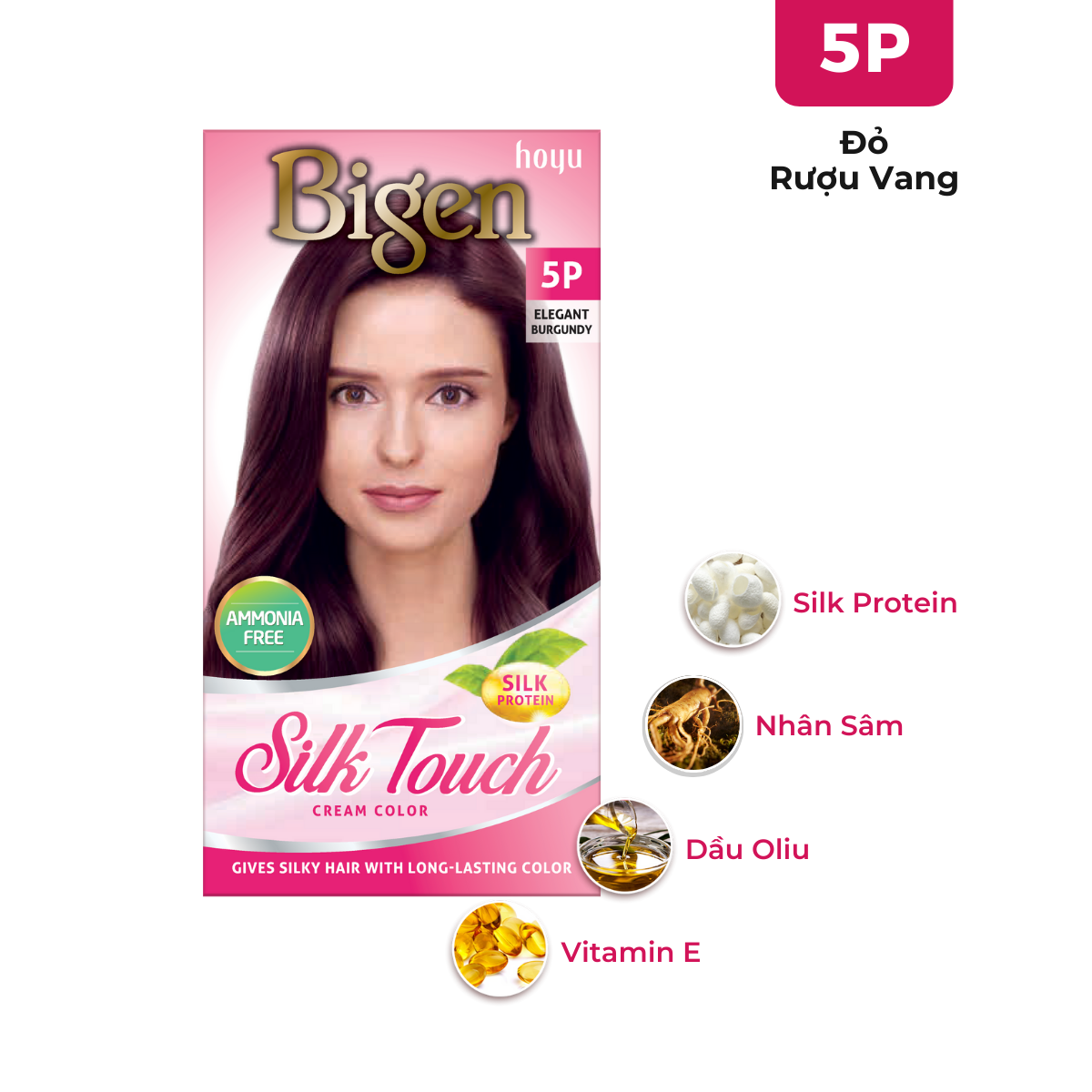 Nhuộm Phủ Bạc Thời Trang Bigen Silk Touch 5P - Đỏ Rượu Vang