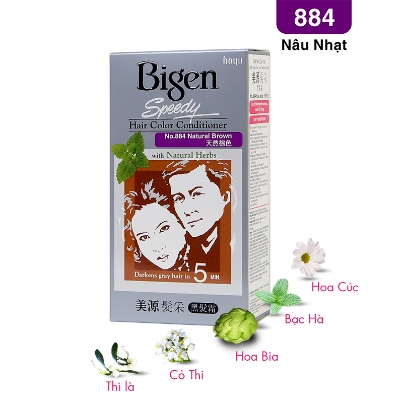 Nhuộm Phủ Bạc Bigen Xám - 884 Nâu Nhạt