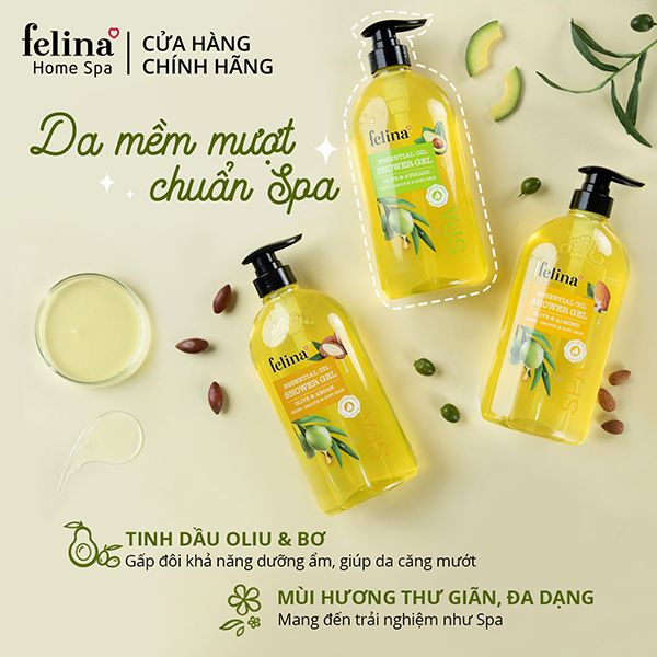 Gel Tắm Tinh Dầu Dưỡng Ẩm Oliu & Quả Bơ - 