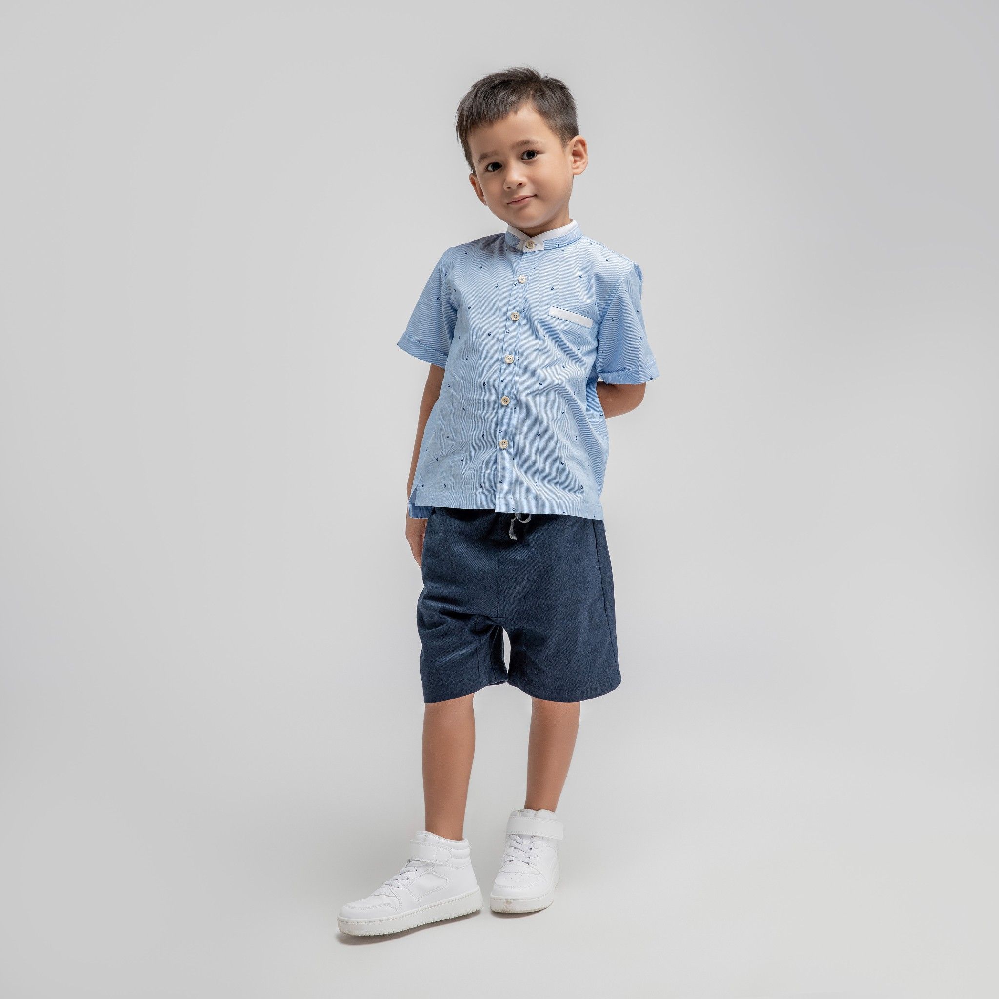 Quần shorts bé trai Sam - Khaki xanh navy