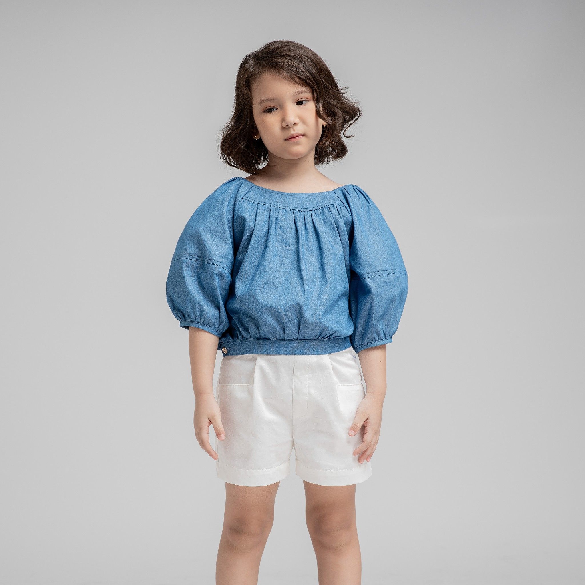 Áo bé gái Rebecca - Denim nhạt