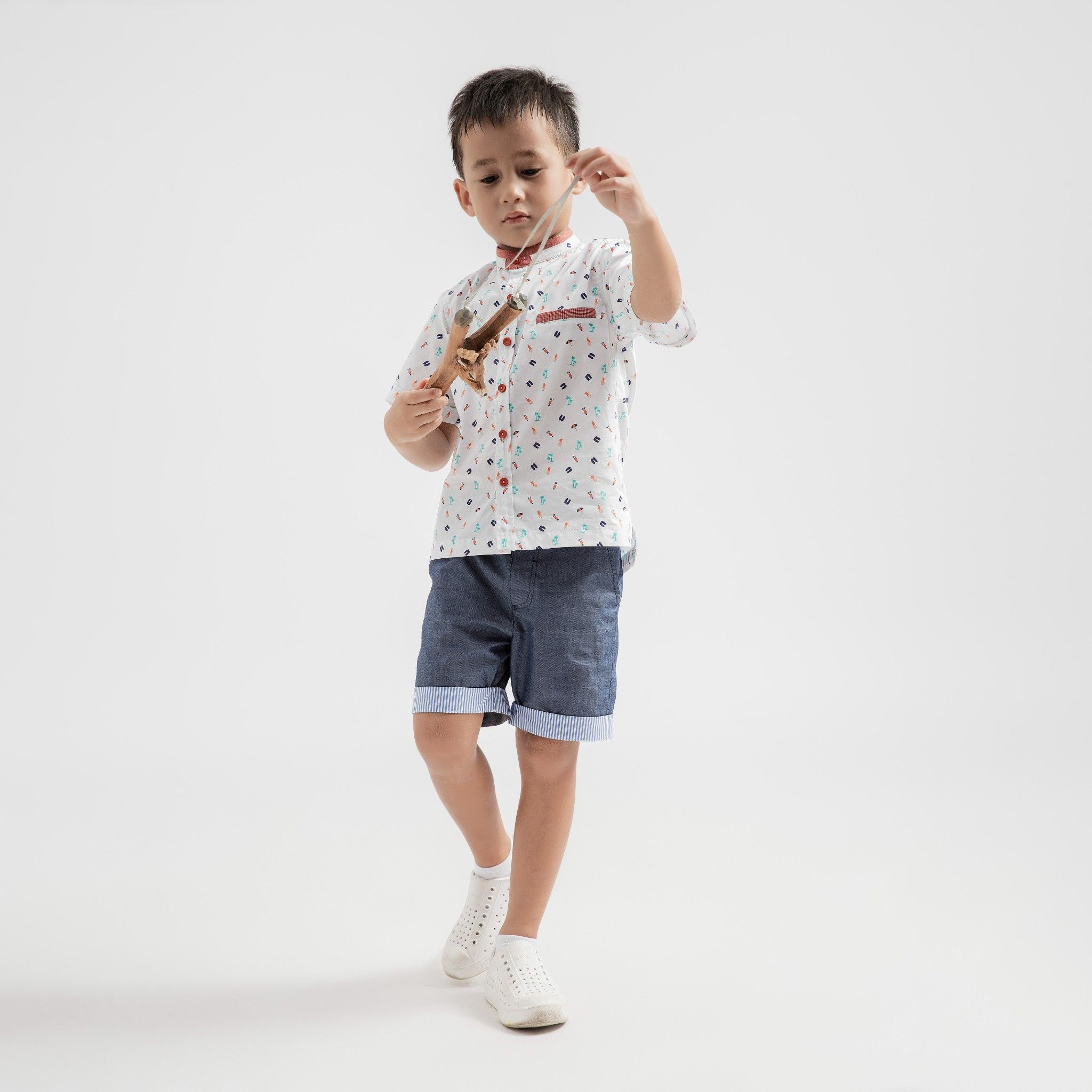 Quần shorts bé trai Liam - Denim đậm
