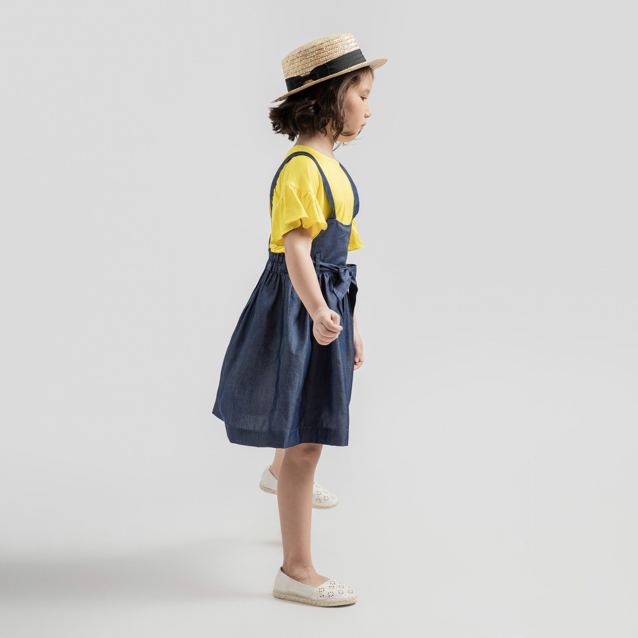 Váy yếm bé gái Rina - Denim đậm