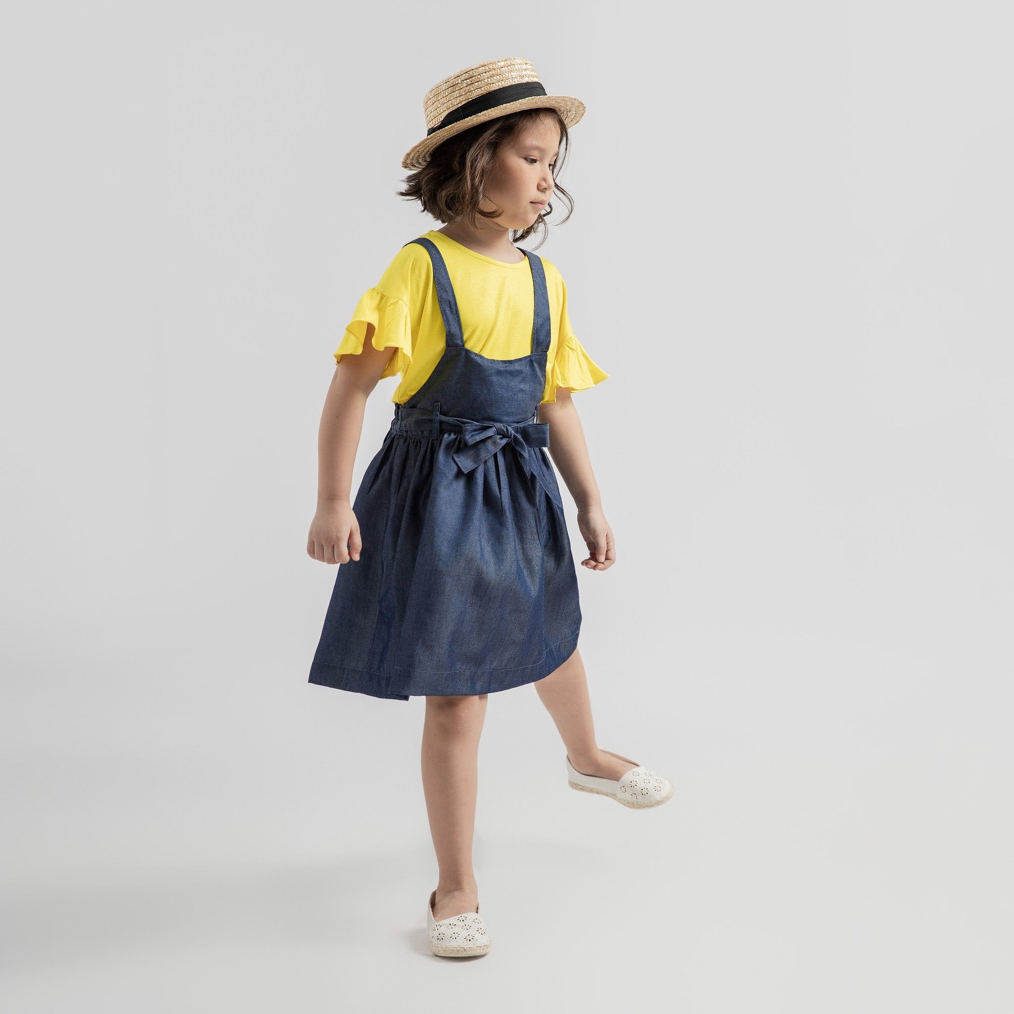 Váy yếm bé gái Rina - Denim đậm