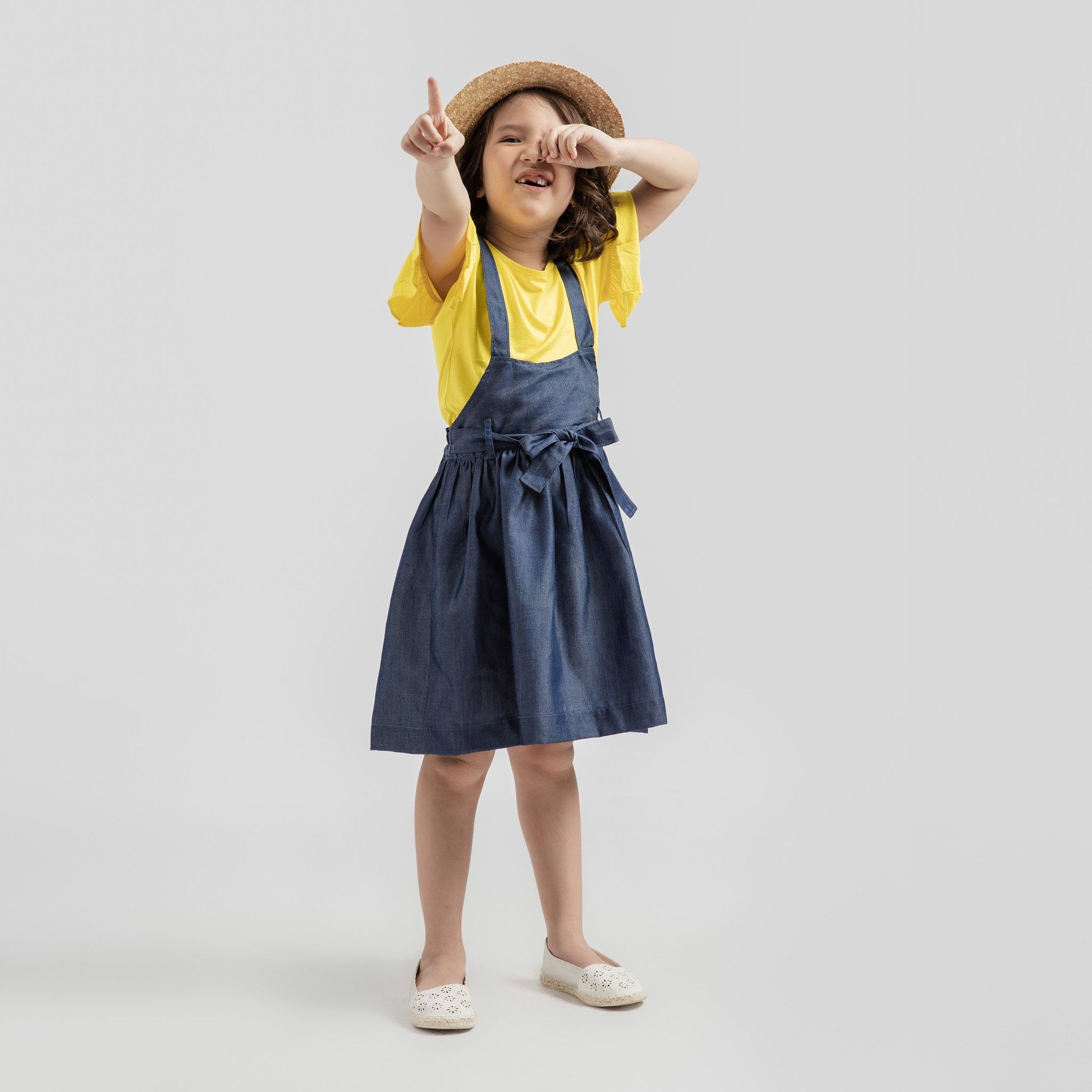 Váy yếm bé gái Rina - Denim đậm