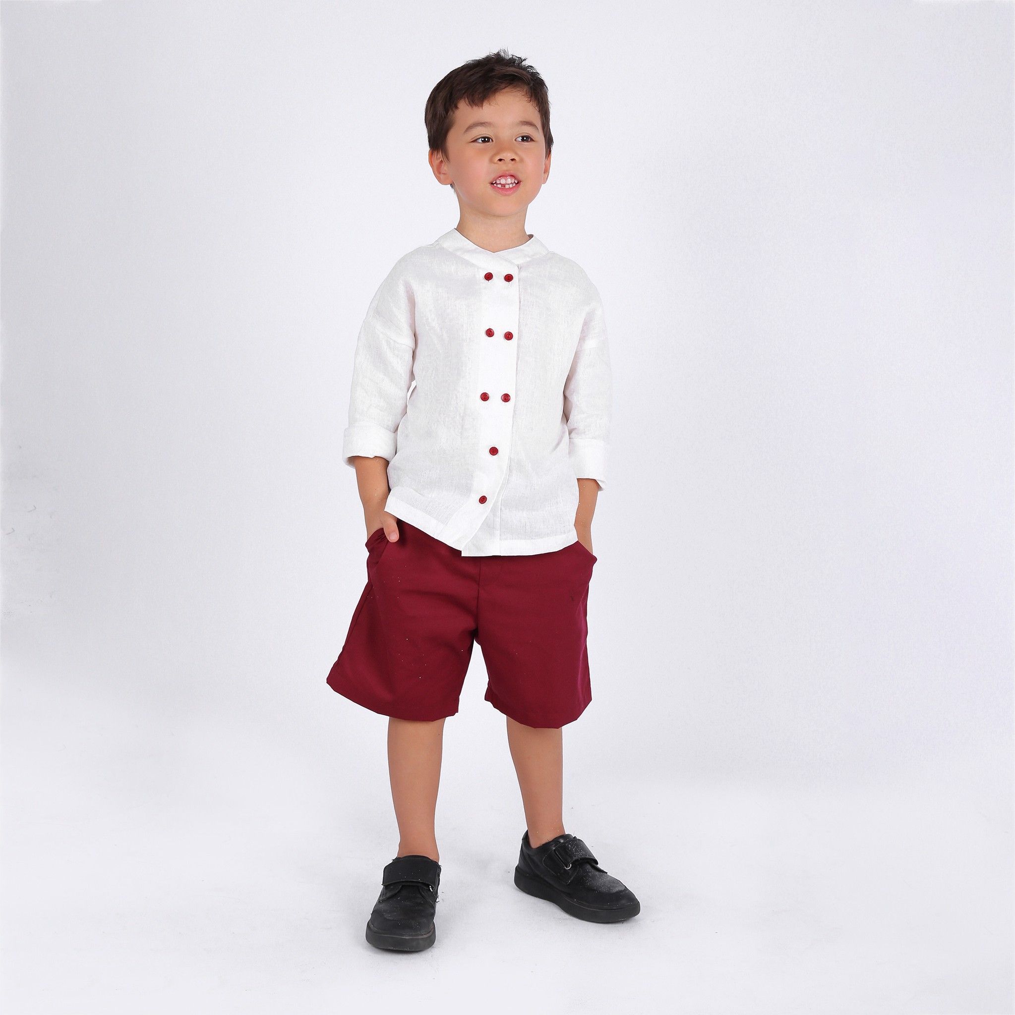 Quần shorts bé trai Nick - Khaki đỏ đô