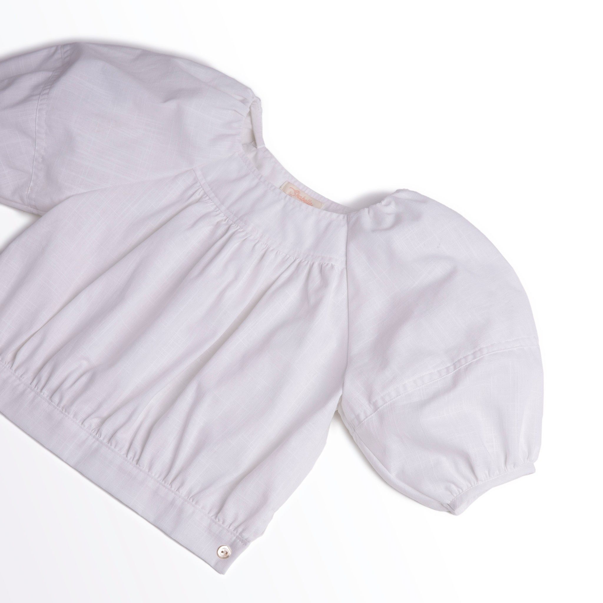 Áo bé gái Rebecca - Linen xước trắng kem
