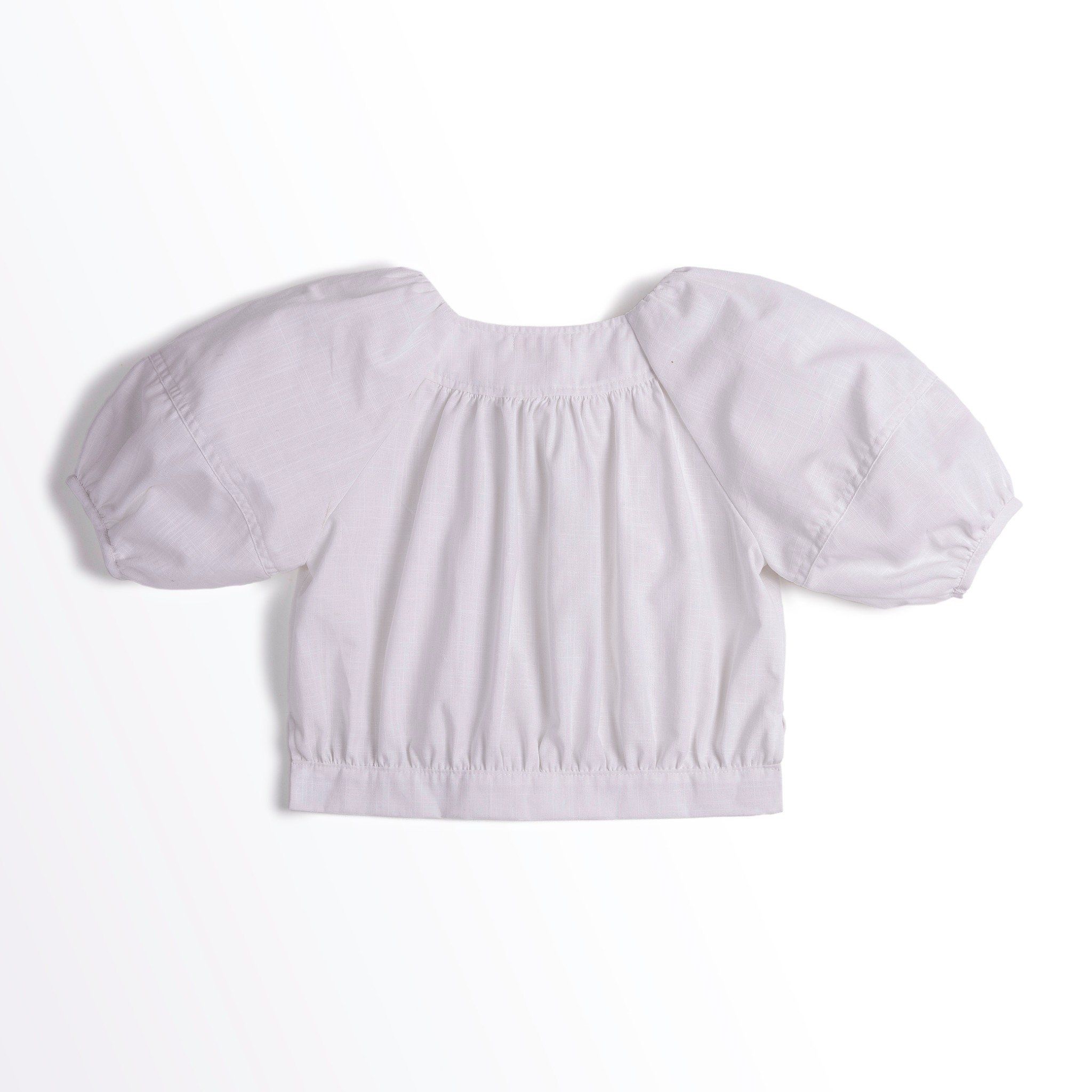 Áo bé gái Rebecca - Linen xước trắng kem