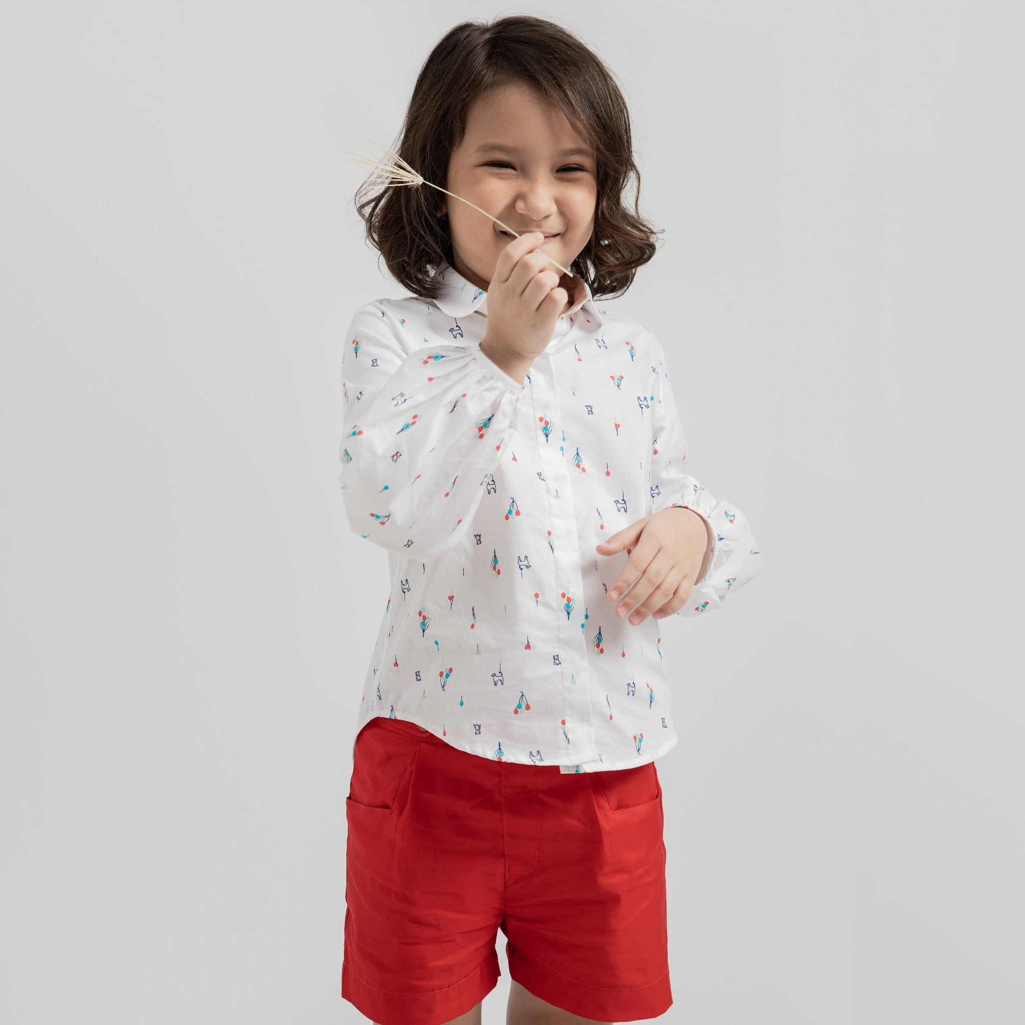 Quần shorts bé gái Clover - Khaki đỏ