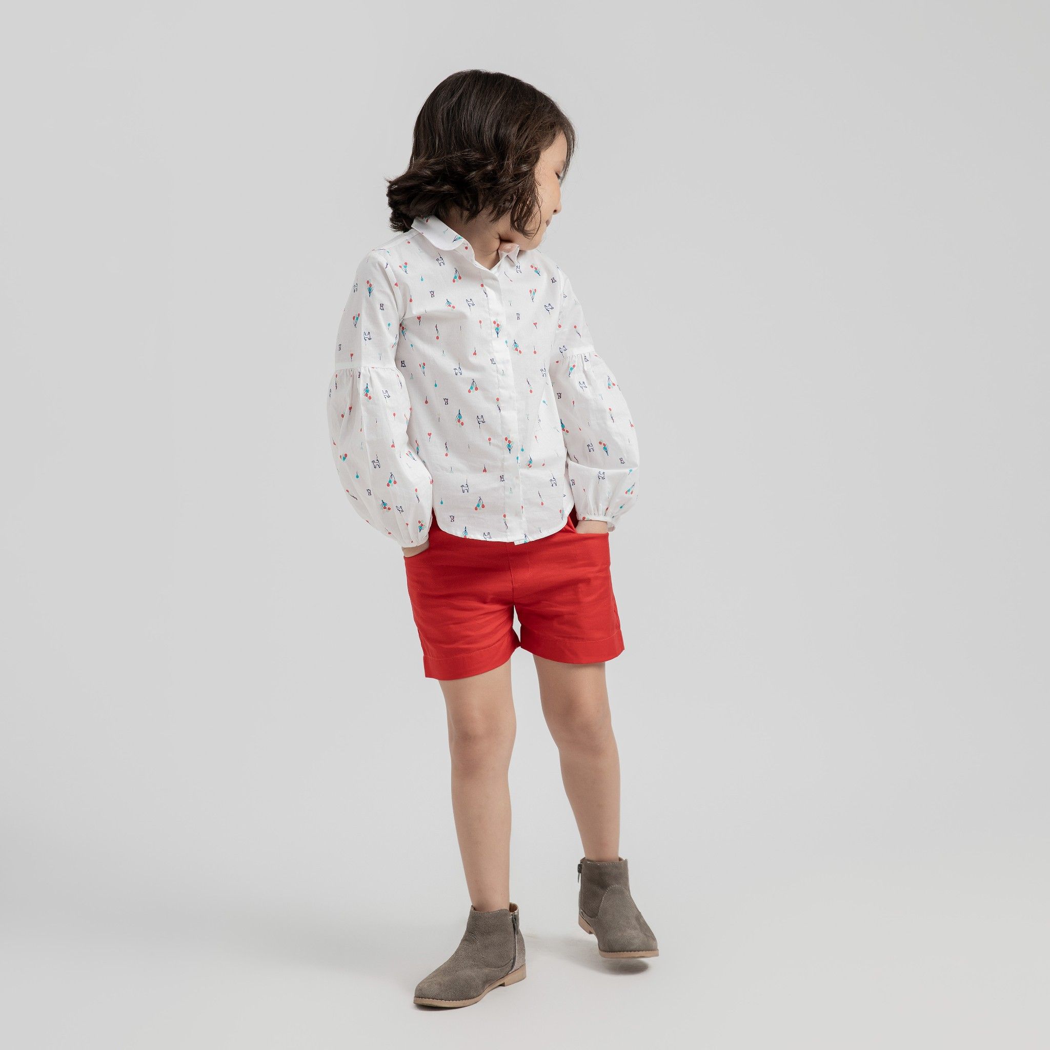 Quần shorts bé gái Clover - Khaki đỏ