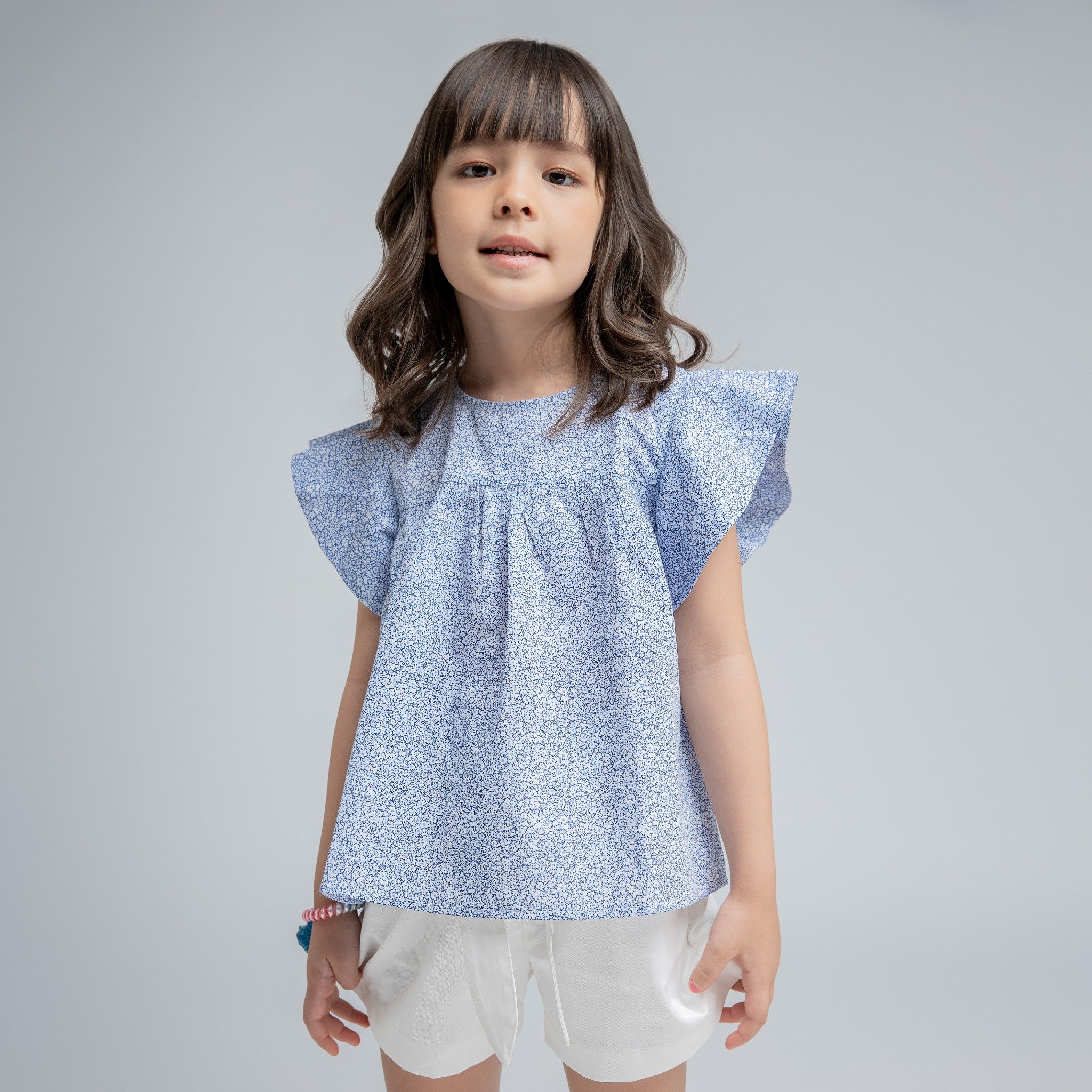 Quần shorts bé gái Juliette - Khaki trắng
