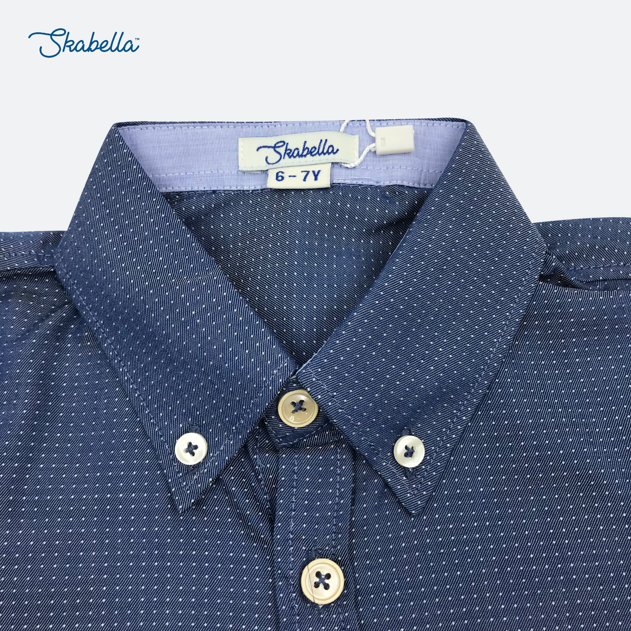Áo BT Oxford - Denim chấm bi nhỏ