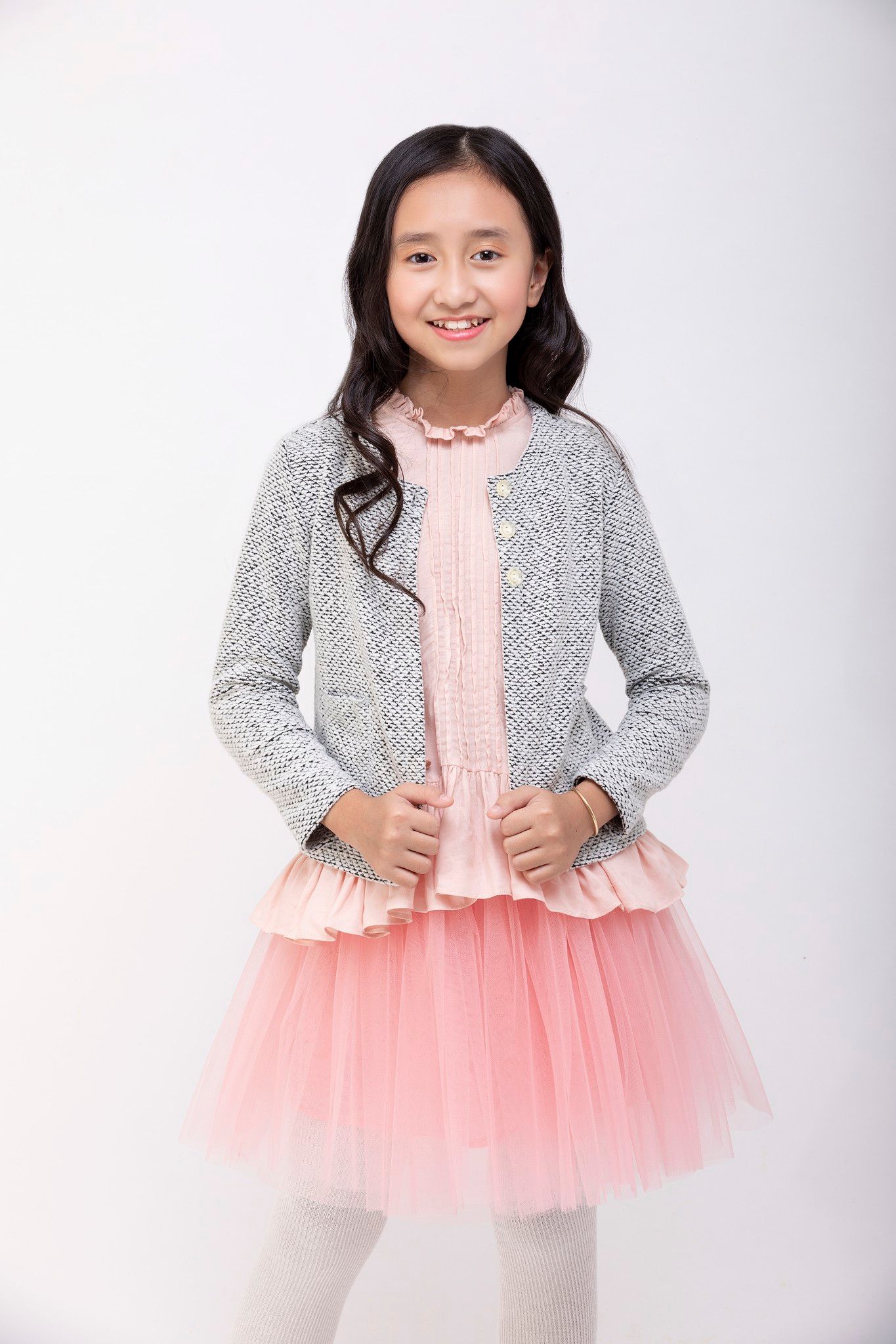 Áo Cardigan Bé Gái Carla - Trắng Đen