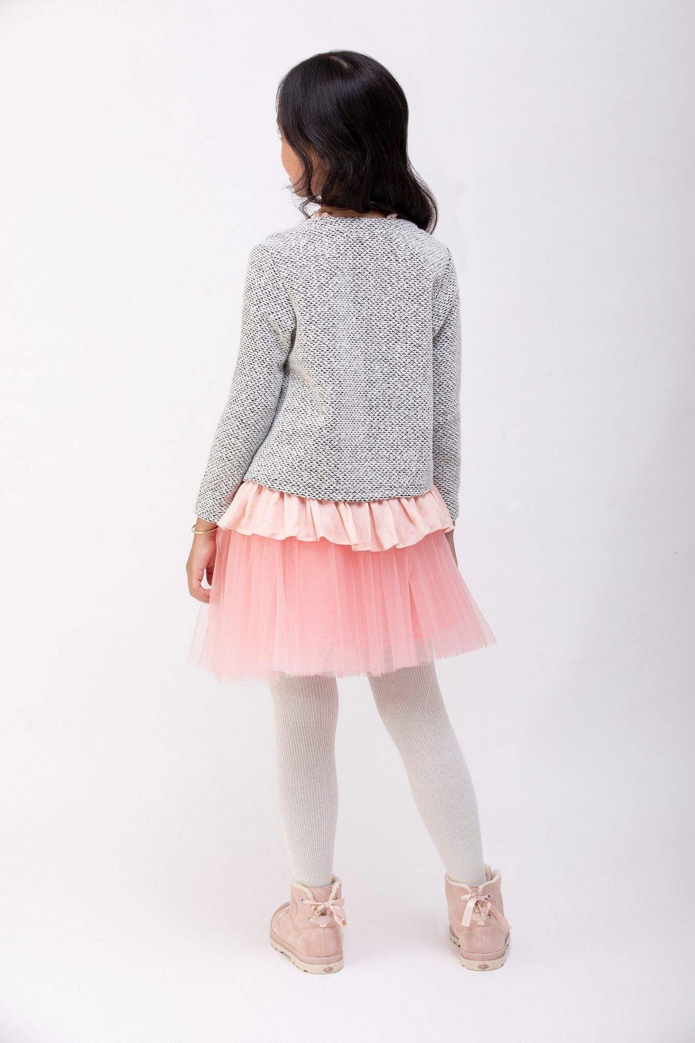 Áo Cardigan Bé Gái Carla - Trắng Đen