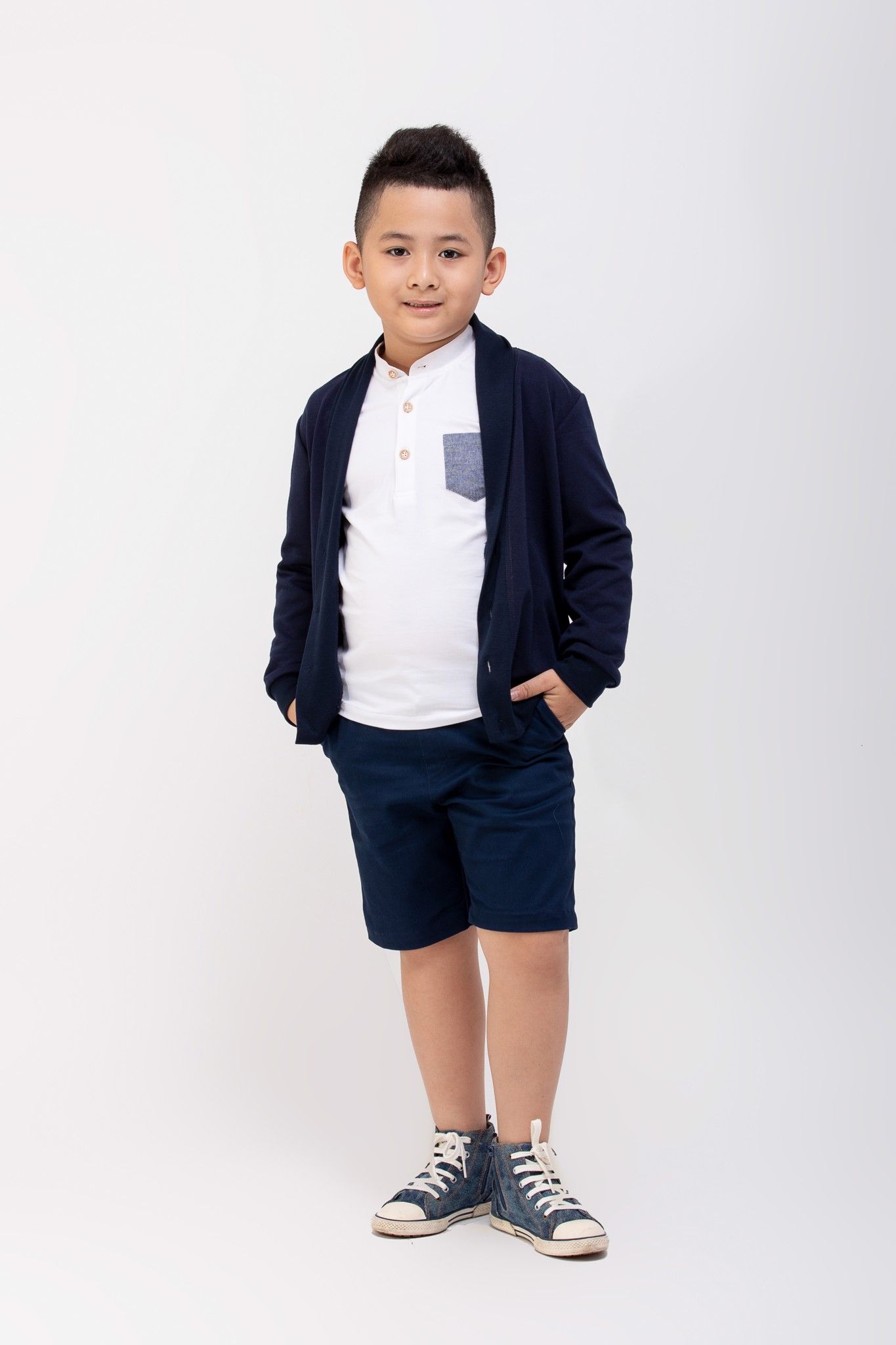 Áo cardigan Bé Trai Sean - Thun navy