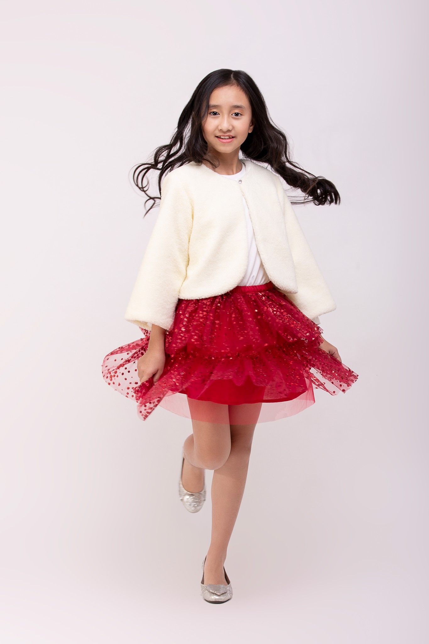 Áo khoác Bé Gái Julia - Lông Cừu Trắng