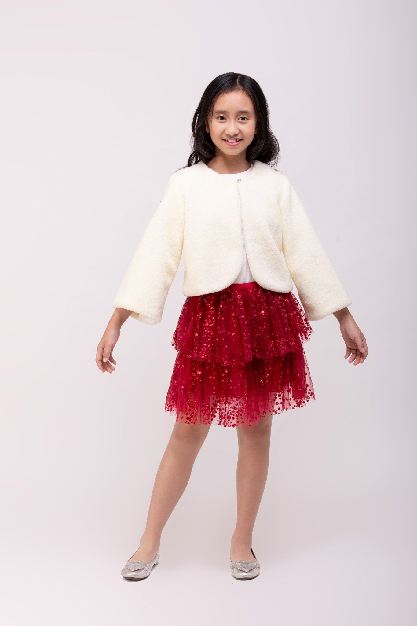 Áo khoác Bé Gái Julia - Lông Cừu Trắng