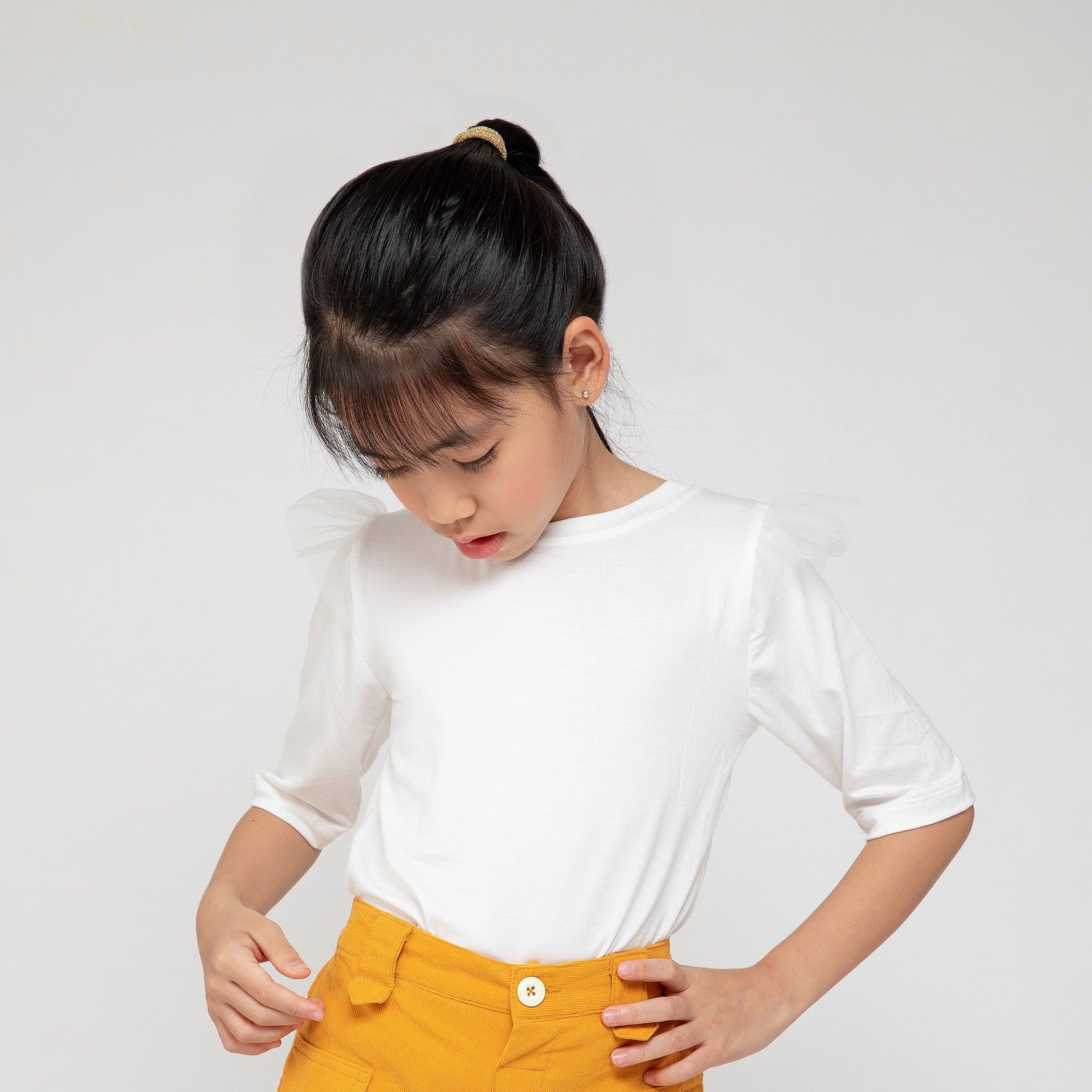 Áo thun tay lỡ Bé Gái Mia - Trắng