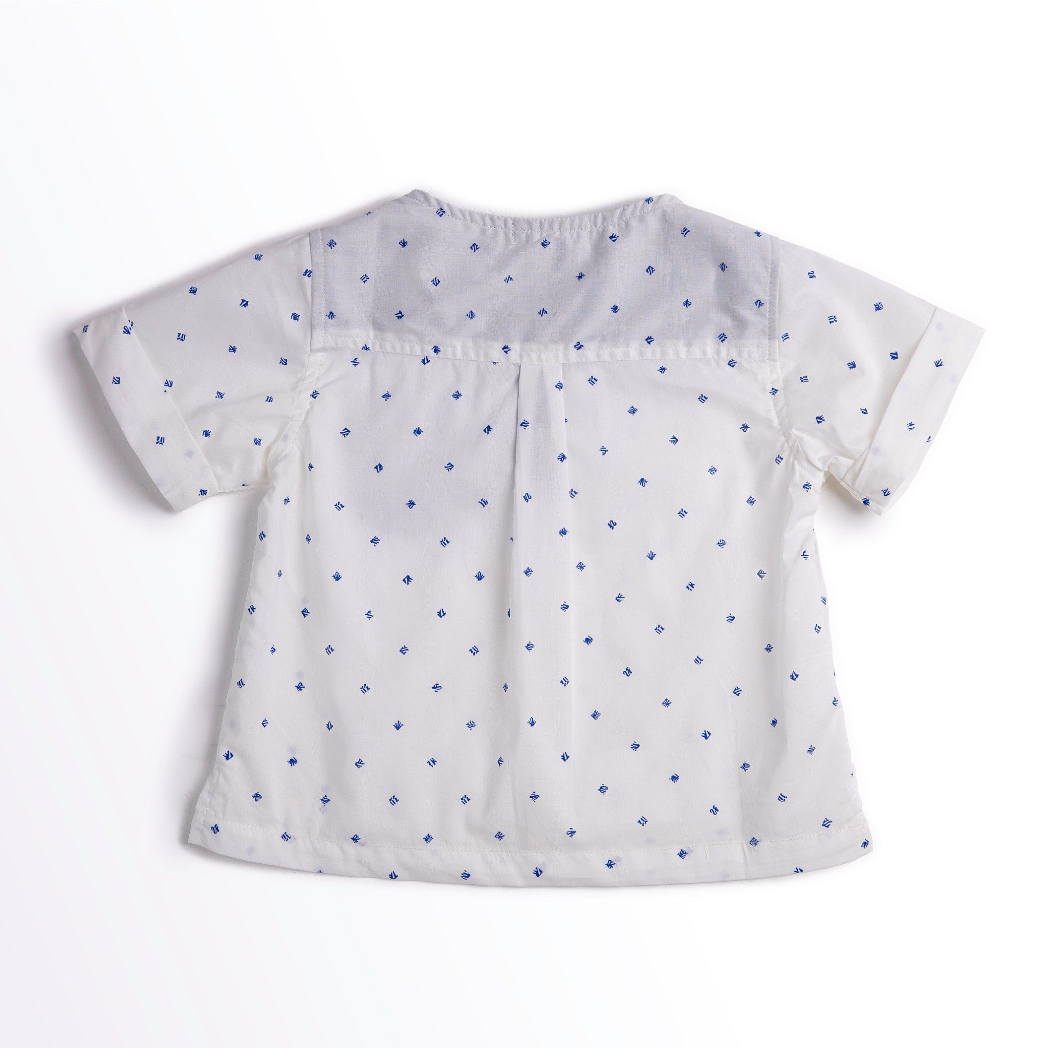 Áo bé trai sơ sinh Jason - Trắng họa tiết xanh blue