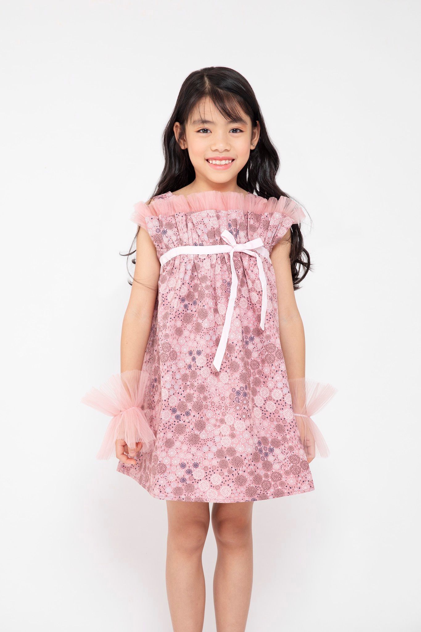 Đầm Bé Gái Victoria - Hồng hoa nhí