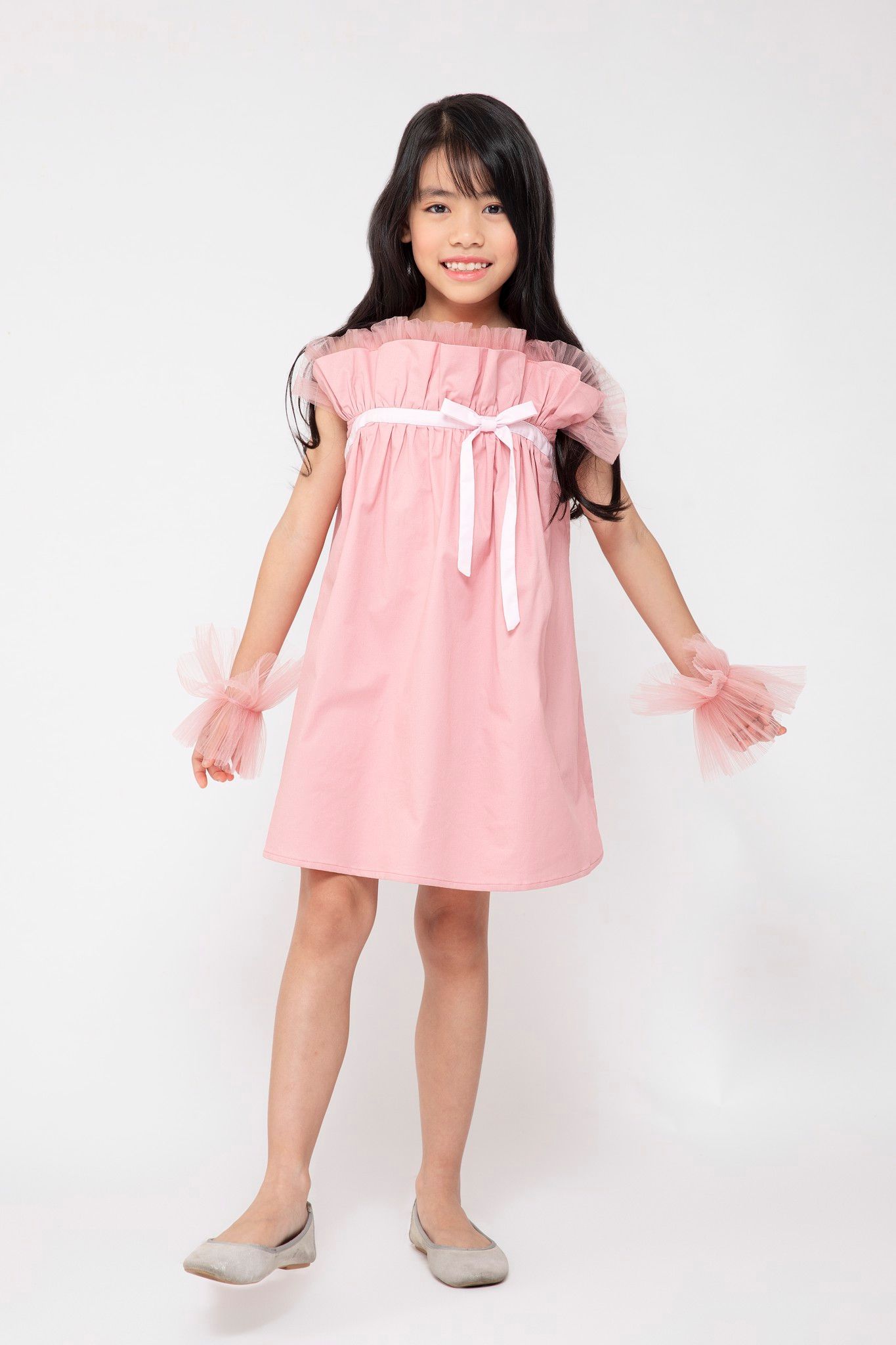 Đầm Bé Gái Victoria - Hồng nhạt