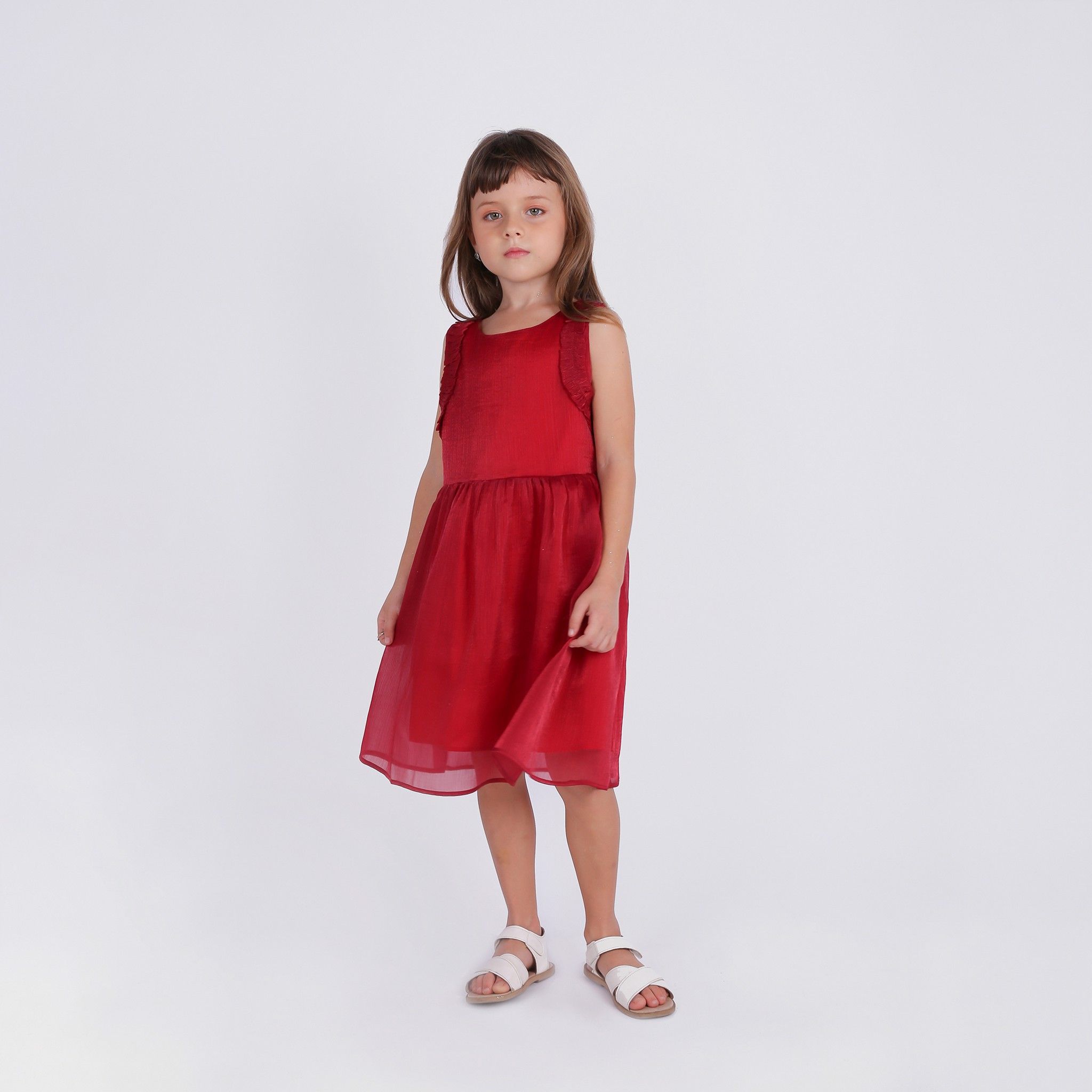 Đầm bé gái Ariana - Tơ crepe đỏ