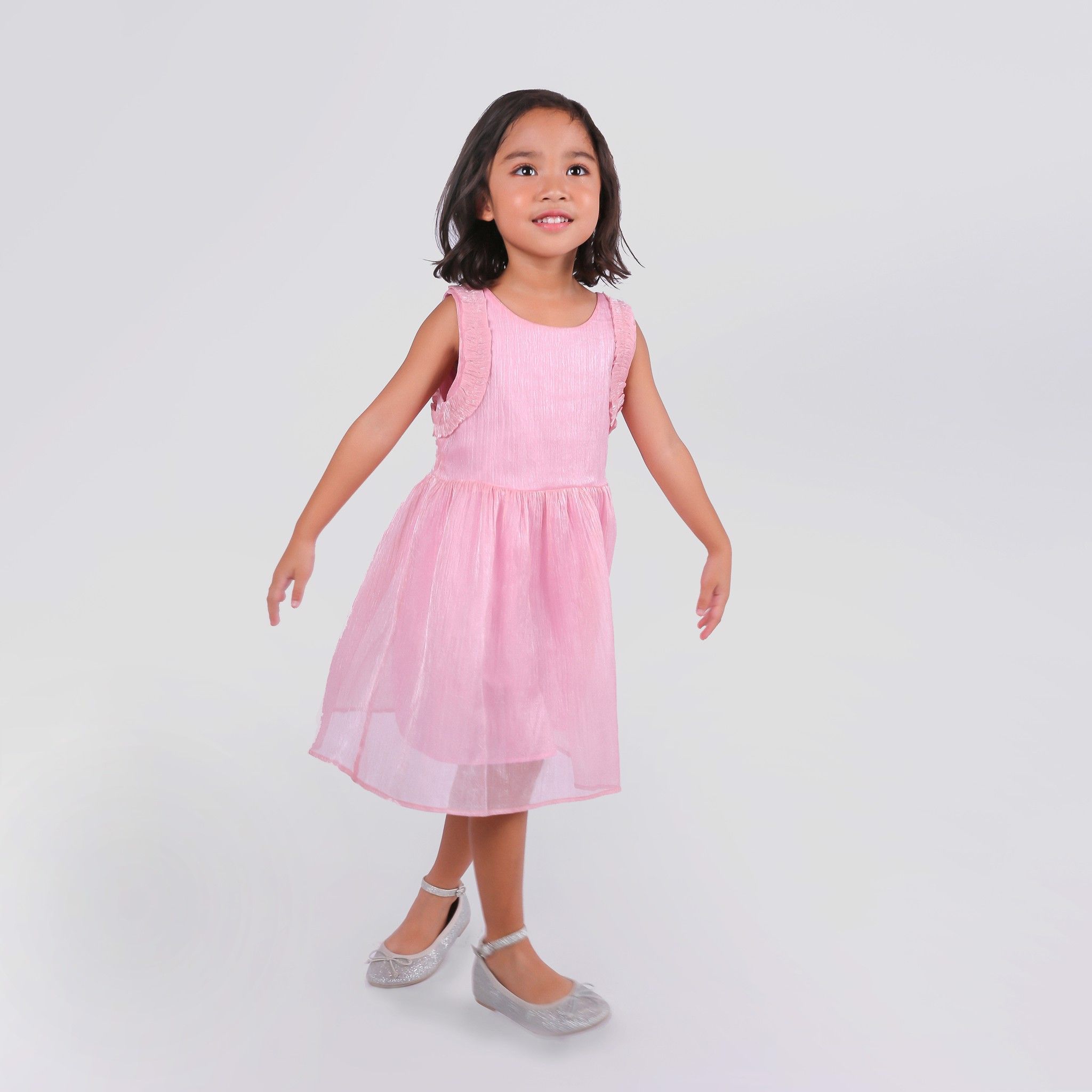 Đầm bé gái Ariana - Tơ crepe hồng nhạt