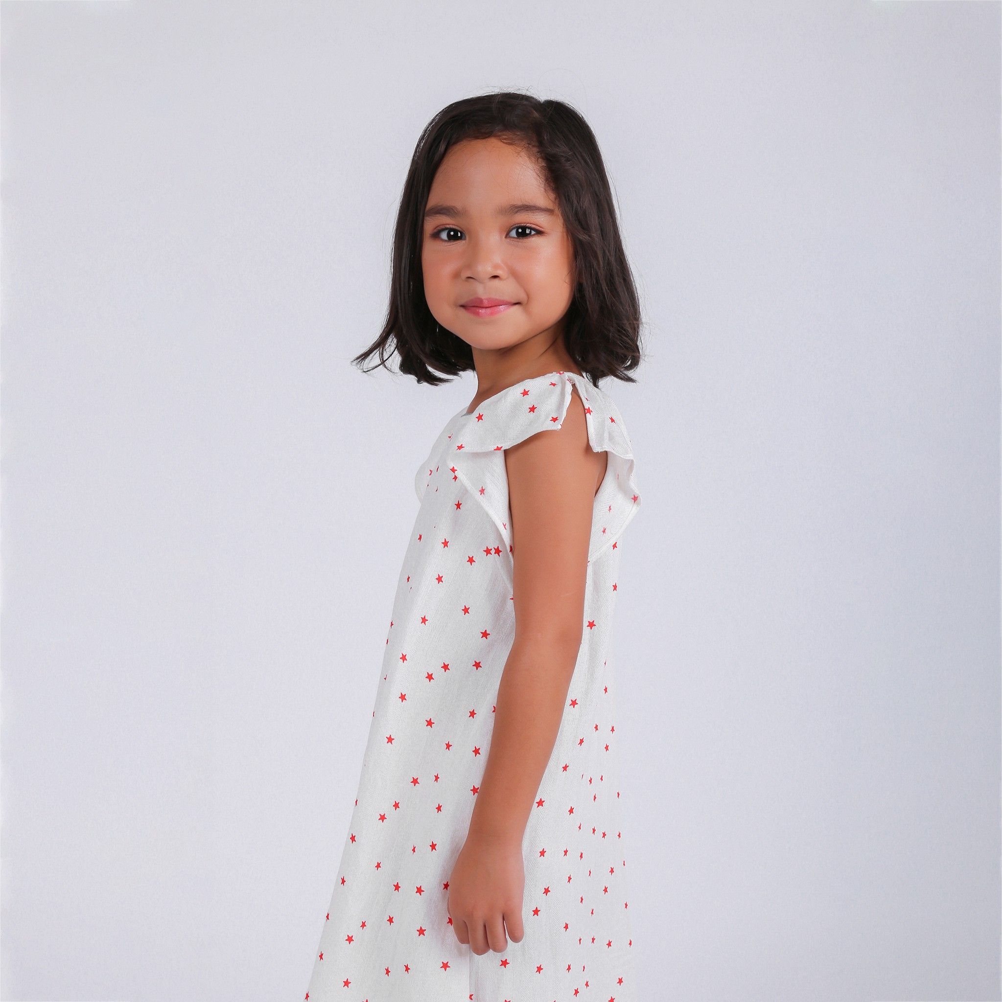 Đầm bé gái Lilia - Xô trắng sao đỏ