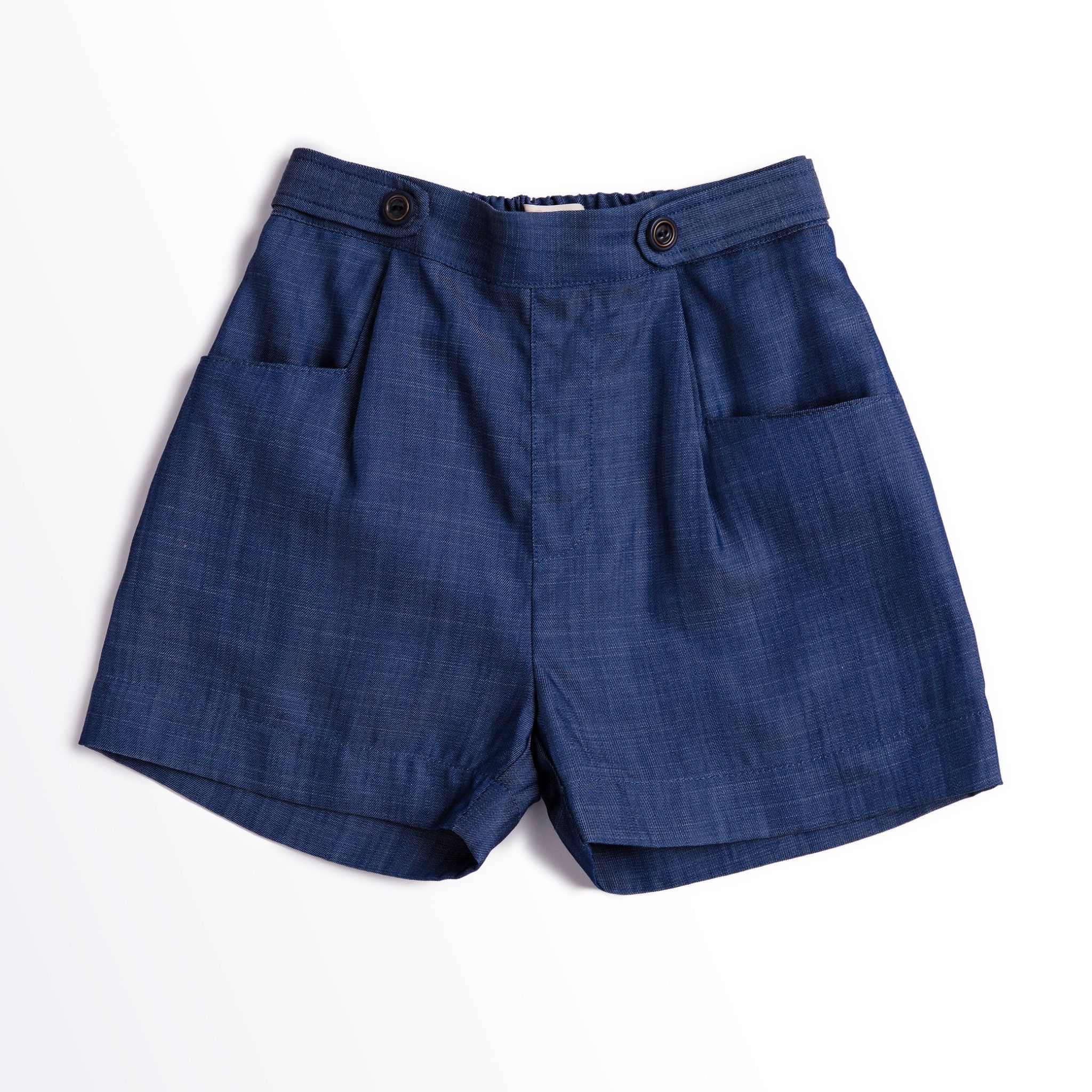 Quần shorts bé gái Clover - Denim xanh sợi to