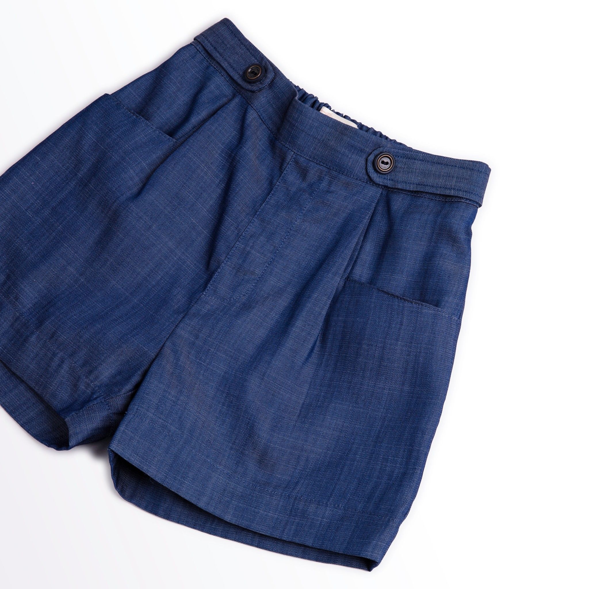 Quần shorts bé gái Clover - Denim xanh sợi to