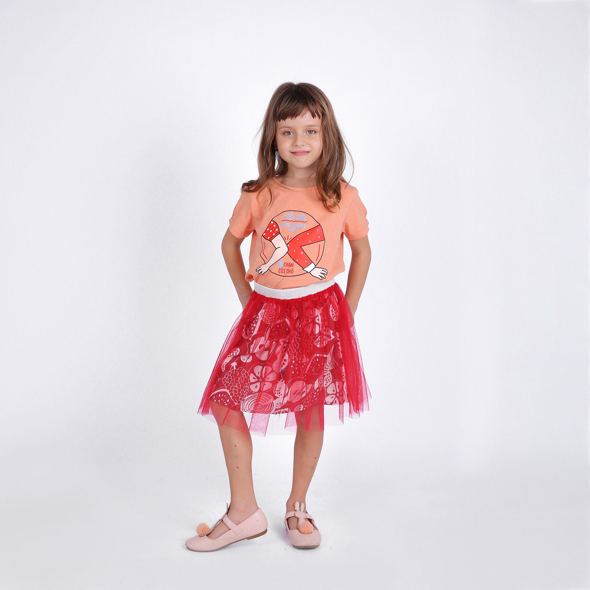 Váy bé gái tutu Roxy - Tutu đỏ + xô đỏ trái cây
