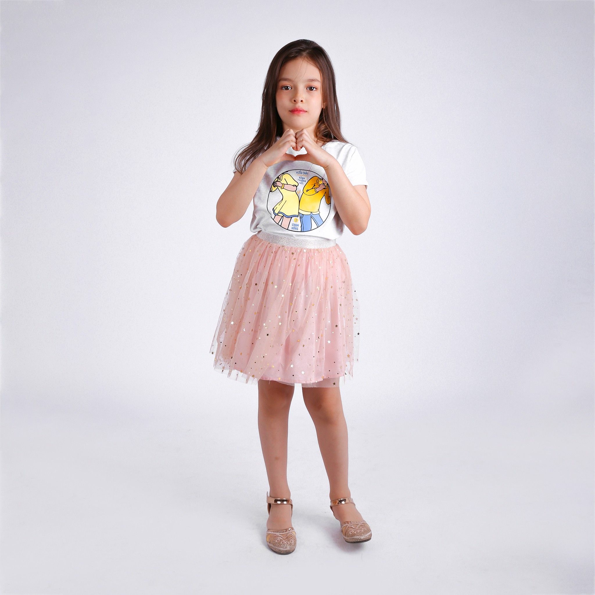 Váy bé gái tutu Roxy - Tutu nude trăng sao, hồng nhạt
