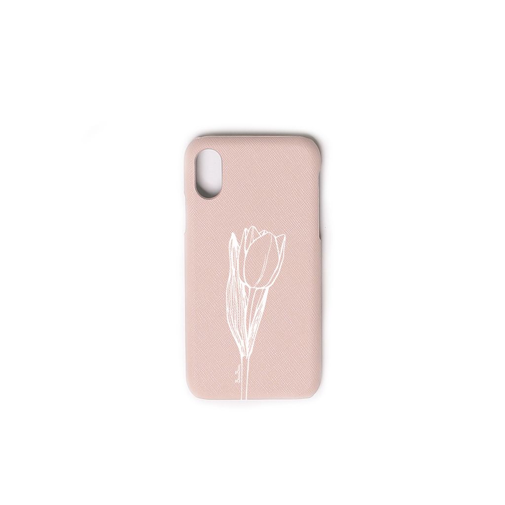 Ốp điện thoại da Saffiano màu hồng - Hoa Tulip 2 - (Tú Hương)