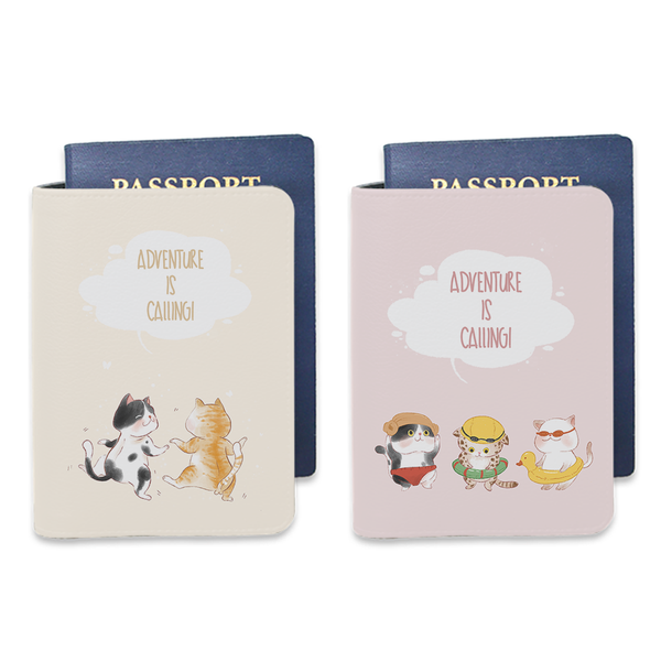 Bao da hộ chiếu đôi - - Mèo thân + Mèo đi biển - (Cat City)