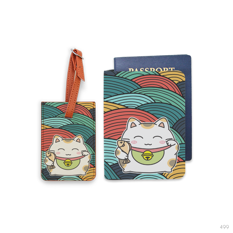 Bao hộ chiếu, Thẻ hành lý - Mèo Maneki màu sắc - (Maneki Neko)
