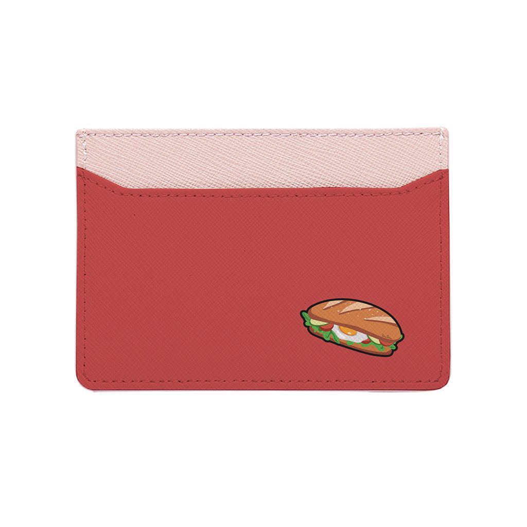 Ví đựng thẻ da bò Saffiano màu hồng - Bánh Mì - (Ẩm Thực Đất Việt)