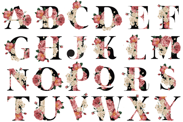 Bao Da Sổ - Monogram chữ cái hoa (A - Z) - (Floral Monogram)