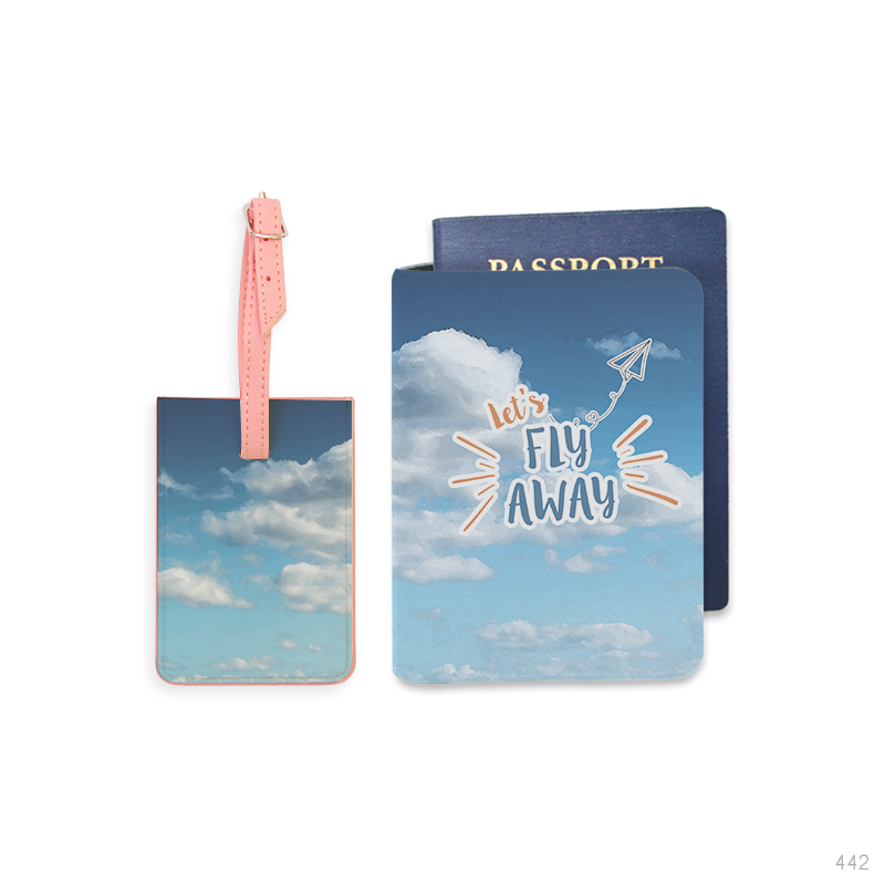 Bao hộ chiếu, Thẻ hành lý - Let's fly away (Xanh)