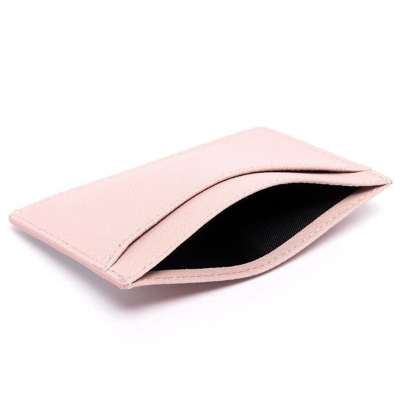 Ví đựng thẻ da bò Saffiano màu hồng - Pastel Color
