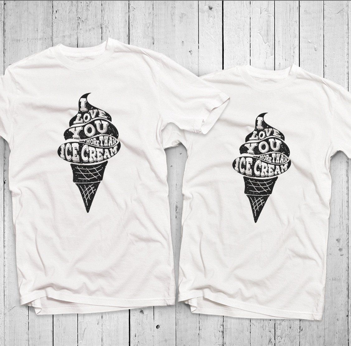 Áo đôi - I Love You More Than Ice Cream Couple T shirt
