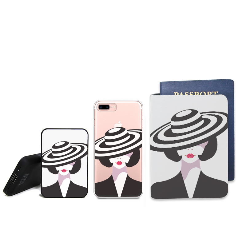 Sạc dự phòng, Bao hộ chiếu, Ốp di động - Pop art girl (Cô gái bí ẩn 2) - (Minimalistic)