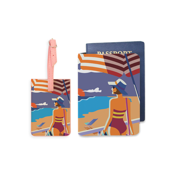 Bao hộ chiếu, Thẻ hành lý - Pop art Cô gái bên bờ biển 1 - (Minimalistic)