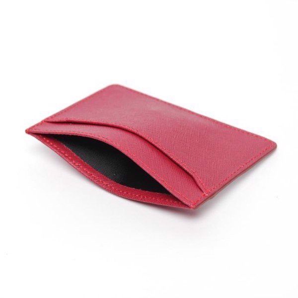 Ví đựng thẻ da bò Saffiano màu đỏ - Phụng - (Tứ Linh)