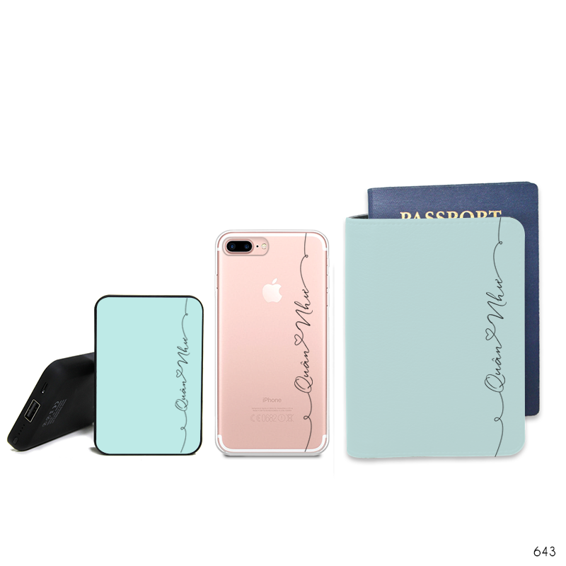 Sạc dự phòng, Bao hộ chiếu, Ốp di động Signature - Blue pastel