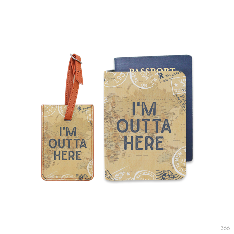 Bao hộ chiếu, Thẻ hành lý Travel quote - I'm outta here
