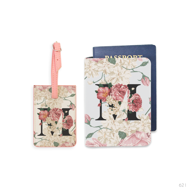 Bao hộ chiếu, Thẻ hành lý Monogram chữ cái M - (Floral Monogram)