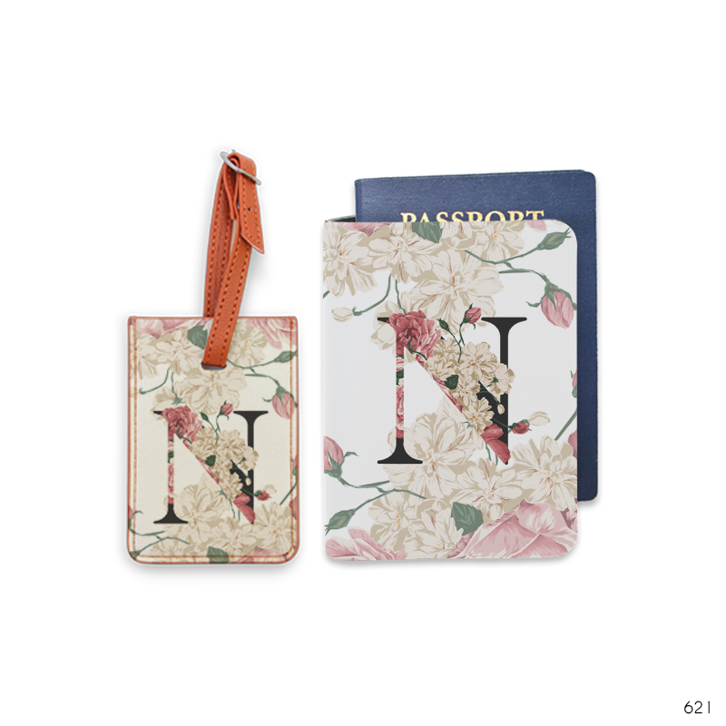 Bao hộ chiếu, Thẻ hành lý Monogram chữ cái G - (Floral Monogram)