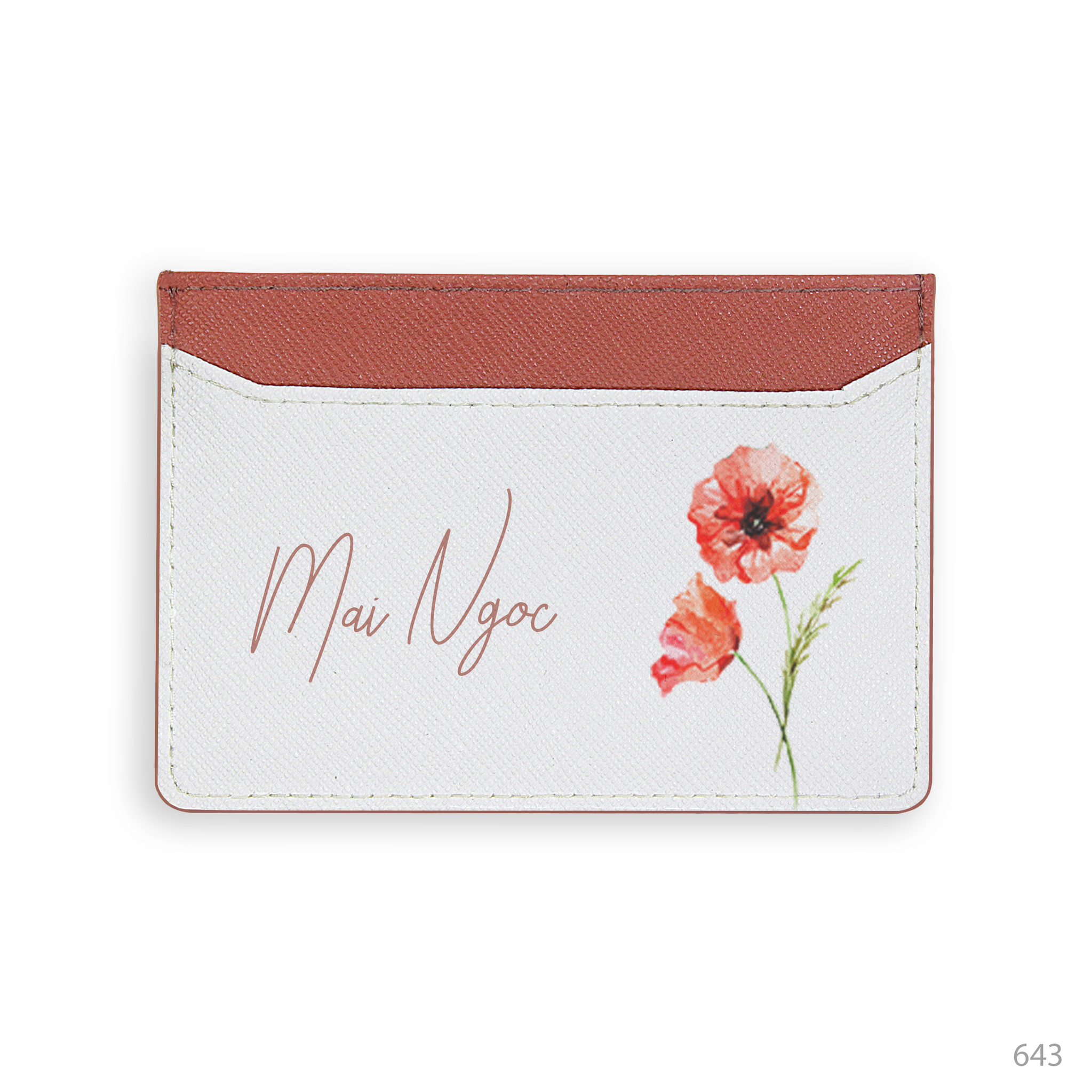 Ví đựng thẻ da bò Saffiano màu đỏ - Pink Pastel (hồng, đỏ) - (Signature)