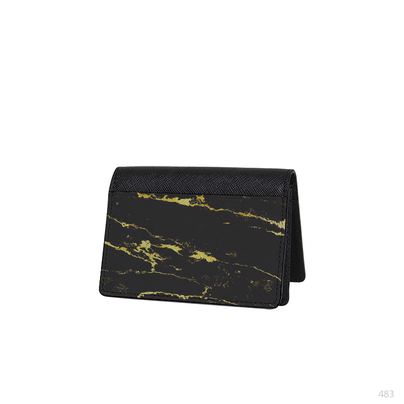 Ví mini da bò Saffiano màu đen - Black & Gold Marble