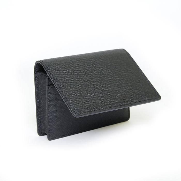 Ví mini da bò Saffiano màu đen - Marble